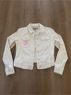AllSaints White Denim Jacket with Dyed Pocket
